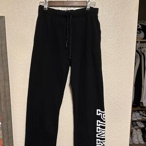 Small Black and White Victoria Secret Pink Drawstring Sweatpants Straight Leg